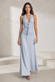 Robe longue bleu clair dos nu | Lounelle Paris