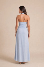 Robe longue bleu clair dos nu | Vue de dos | Lounelle Paris
