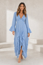 Robe longue bleue à volants | Lounelle Paris