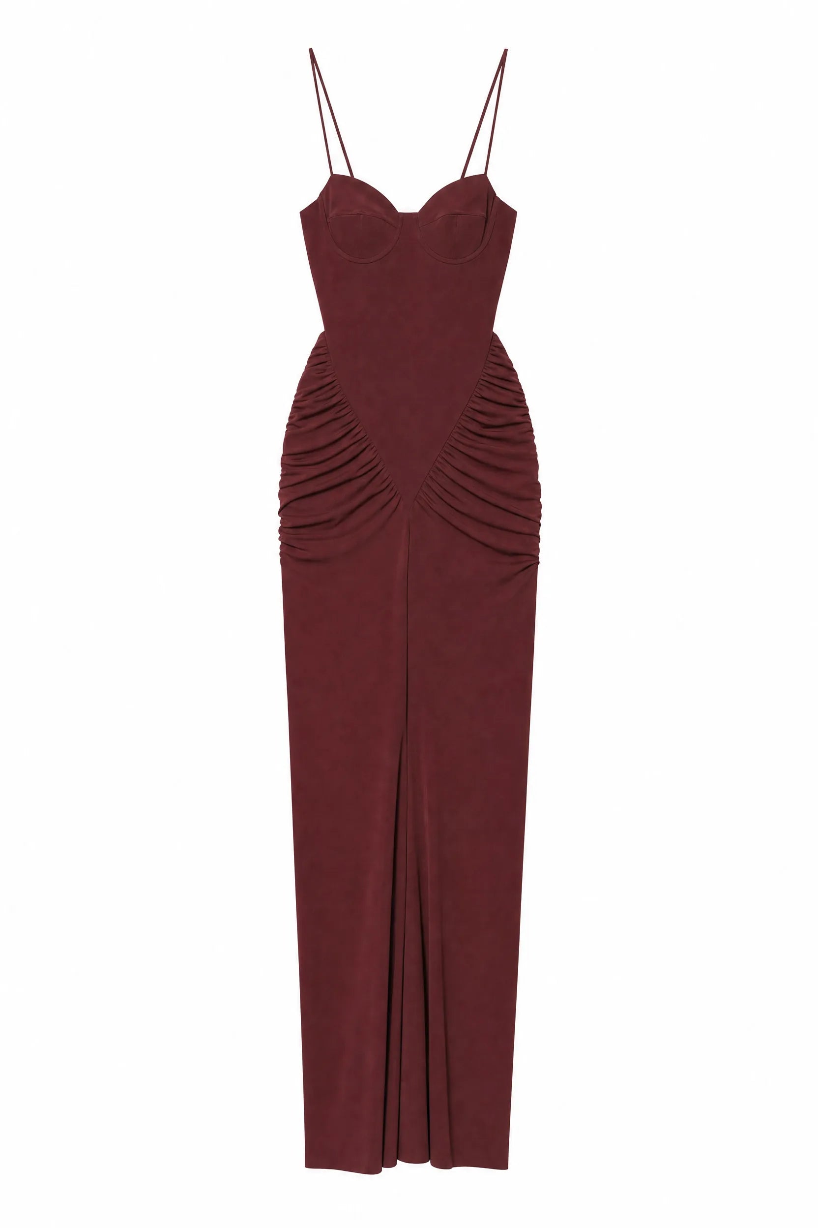 Robe longue bordeaux à fines bretelles | Lounelle Paris