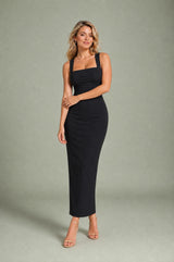 Square-Neck Bodycon Midi Dress