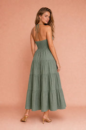 Robe longue col halter dos nu | Vue de dos | Lounelle Paris
