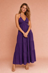 Halterneck Backless Tiered Maxi Dress