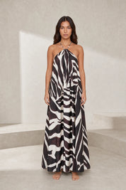 Robe longue col licou imprimé animalier | Lounelle Paris
