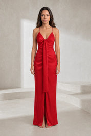 Robe longue col V drapée | Lounelle Paris