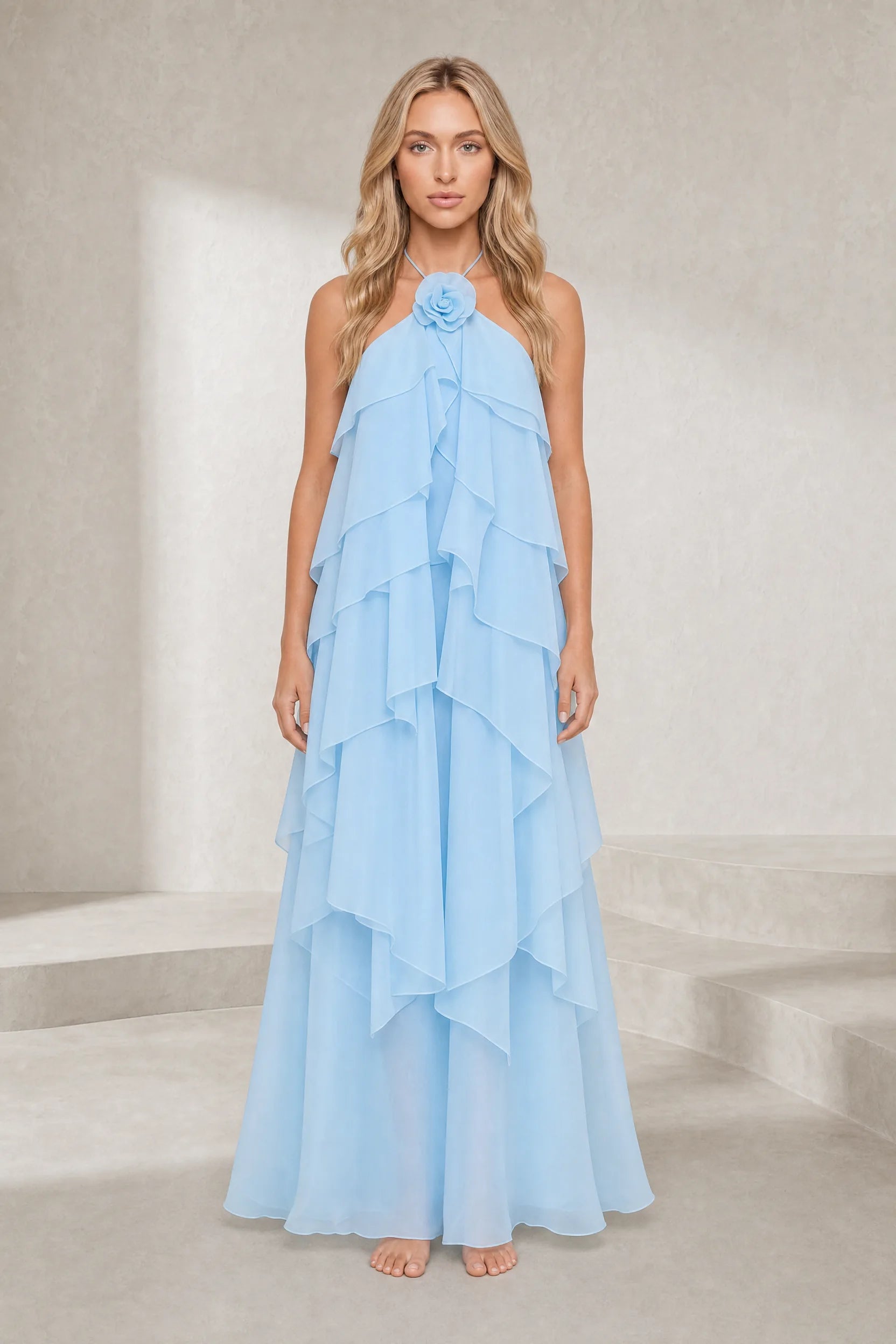 Robe longue dos nu à volants | Lounelle Paris