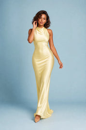 Robe longue dos nu col halter | Vue de face | Lounelle Paris