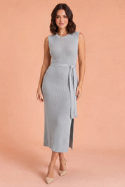 Robe longue en maille fendue | Porté sur une autre silhouette | Lounelle Paris