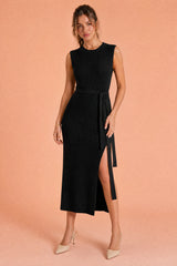 Sleeveless Knit Maxi Dress with Side Slit