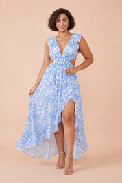 Robe longue fleurie dos nu | Porté sur une autre silhouette | Lounelle Paris