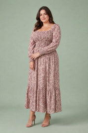 Robe longue fleurie manches bouffantes | Porté sur une silhouette plus ronde | Lounelle Paris