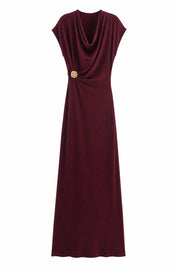 Robe longue fluide col drapé | Lounelle Paris