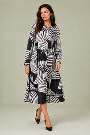 Robe longue imprimée col chemise | Vue en mouvement | Lounelle Paris