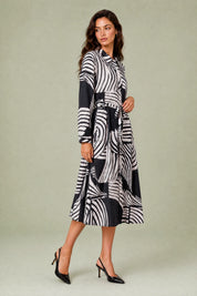 Robe longue imprimée col chemise | Vue de profil | Lounelle Paris