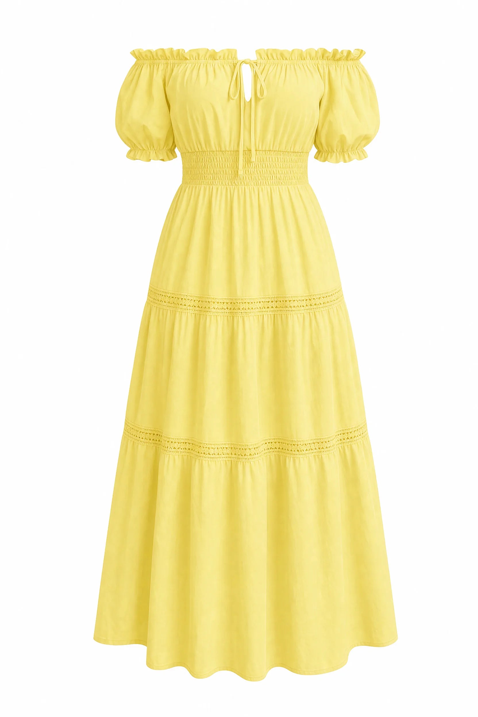 Robe longue jaune épaules dénudées | Lounelle Paris
