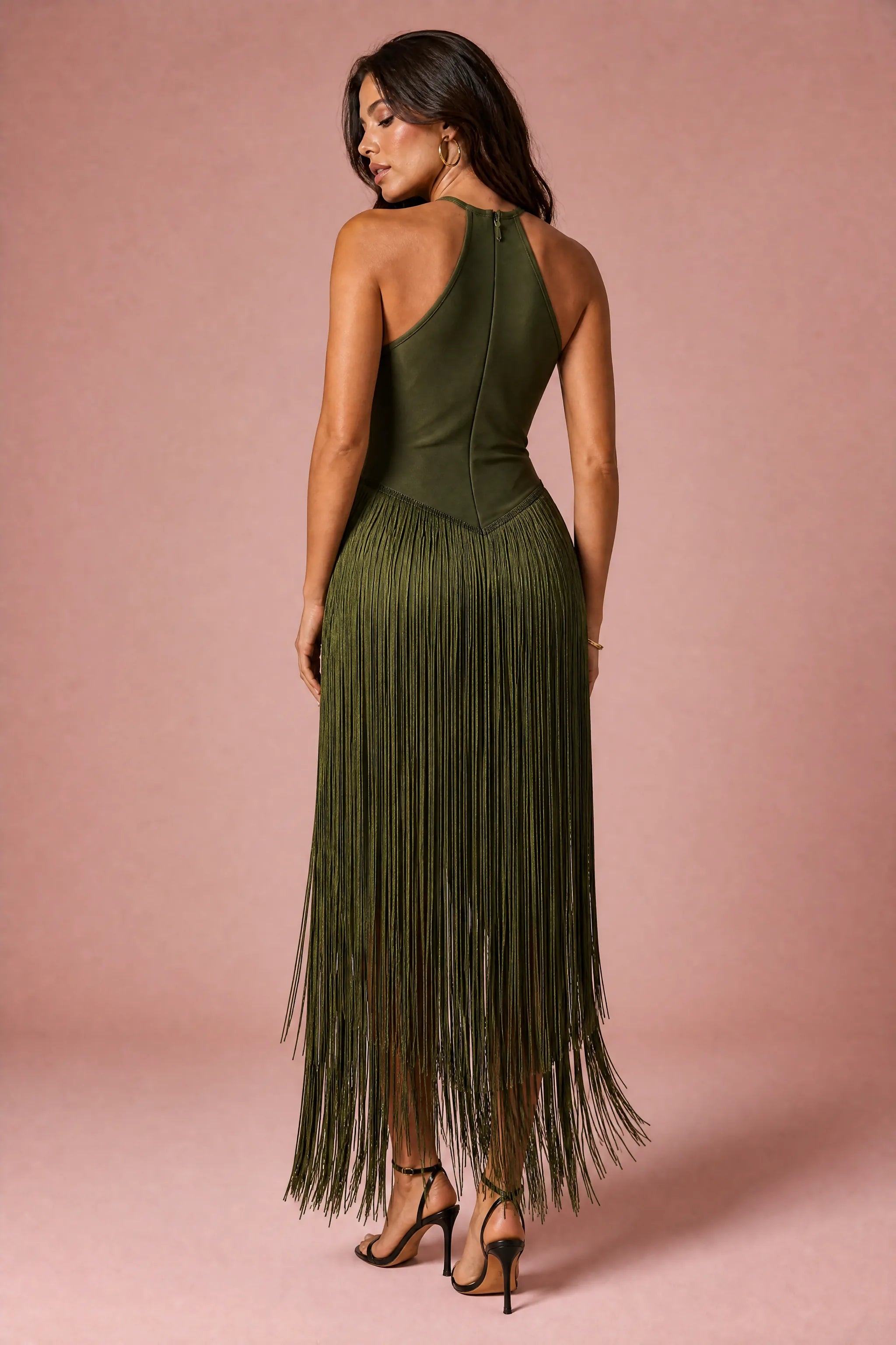Robe longue licou à franges | Vue de dos | Lounelle Paris