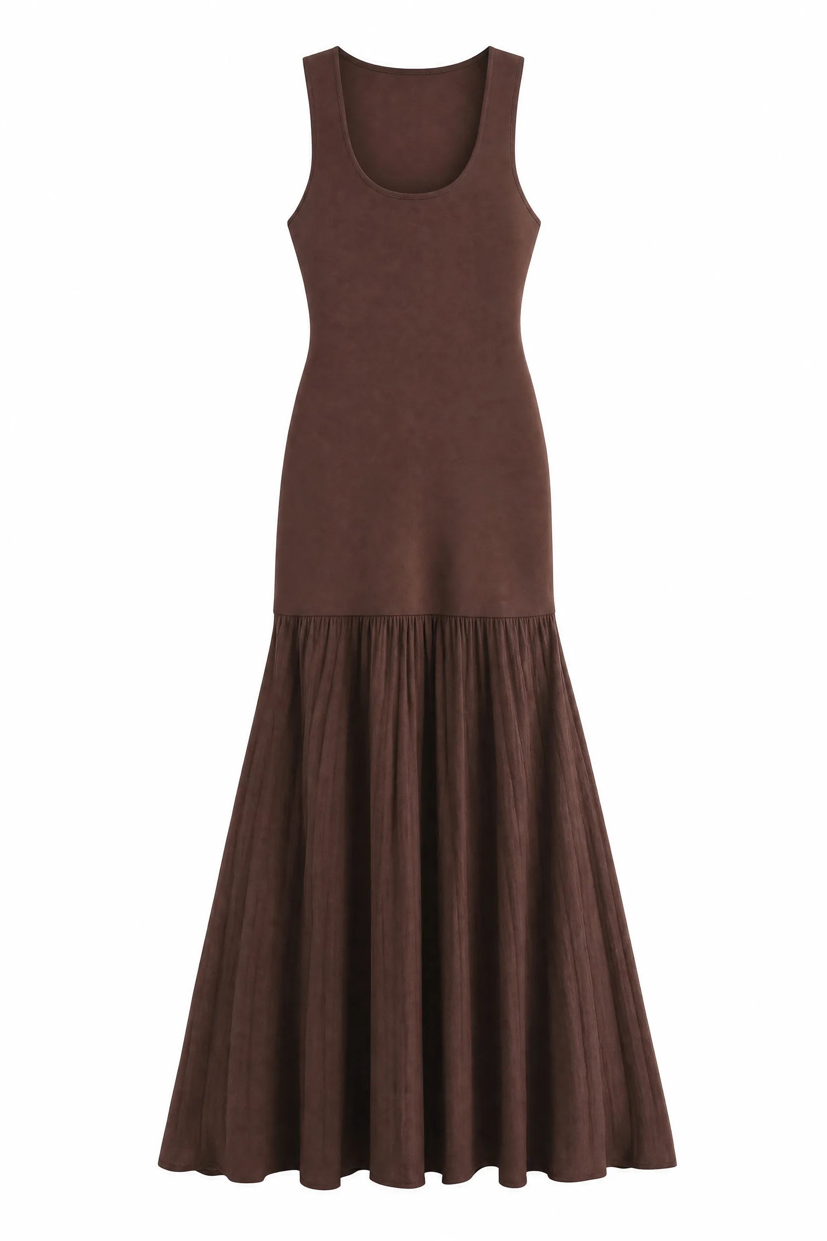 Robe longue marron bretelles larges | Lounelle Paris