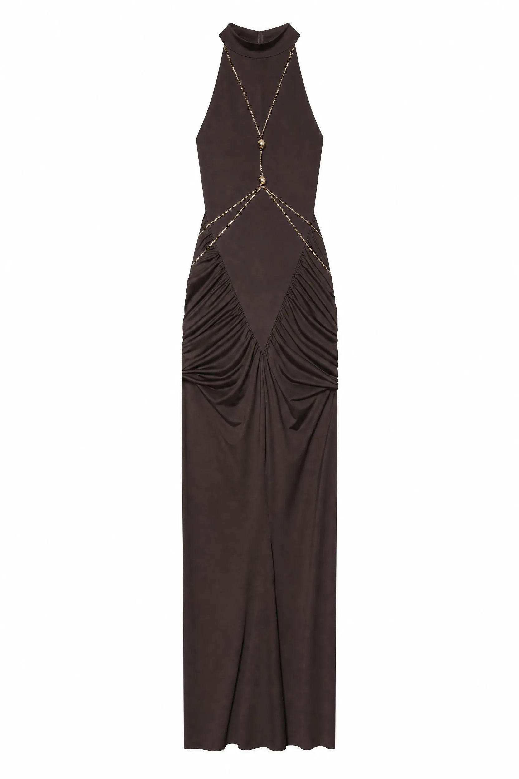 Robe longue marron col licou | Lounelle Paris