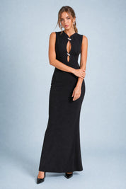 Robe longue moulante ajourée | Variante Noir | Lounelle Paris