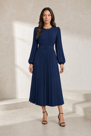 Robe longue plissée à manches bouffantes | Lounelle Paris