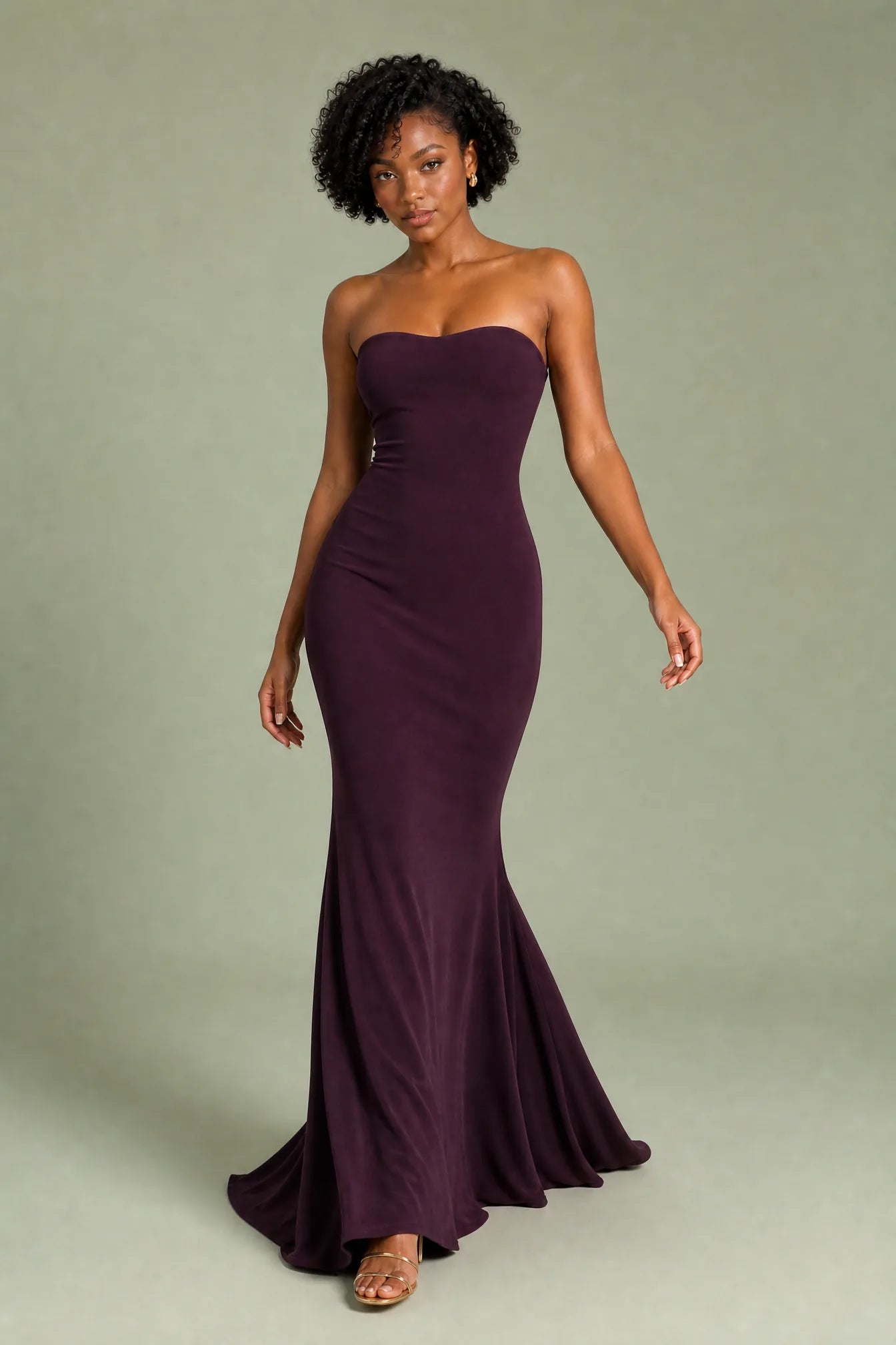 Robe longue prune bustier dos nu | Vue en mouvement | Lounelle Paris