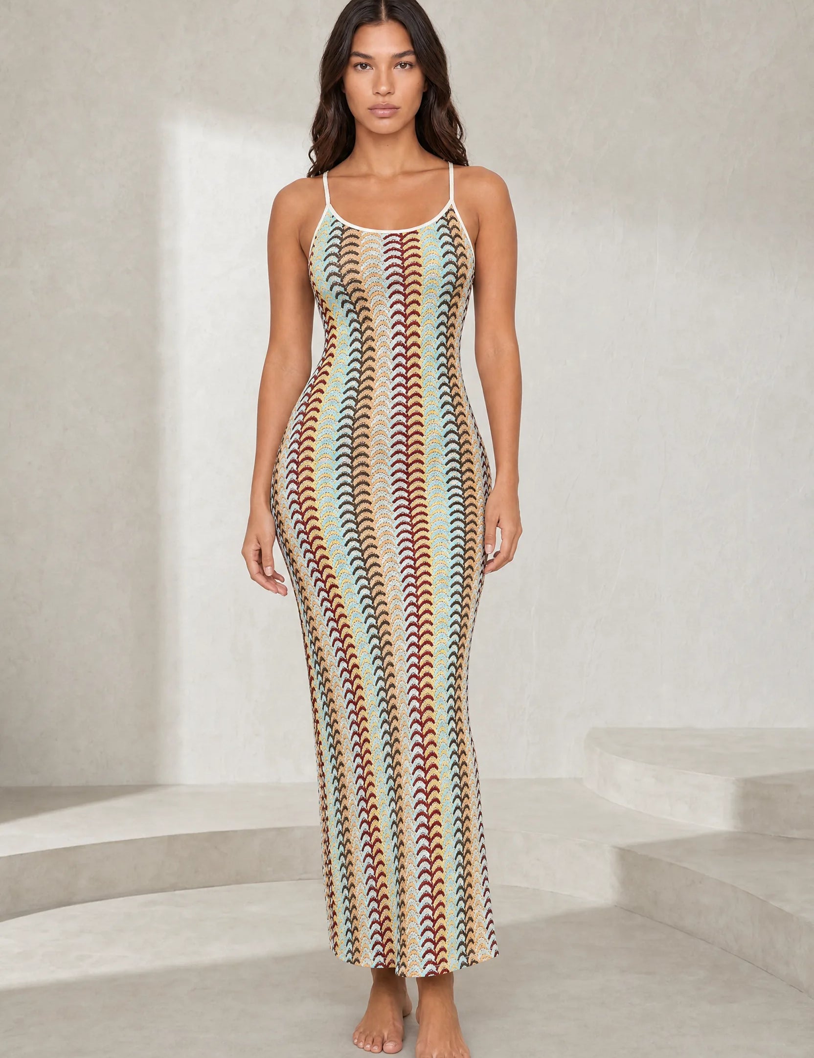 Robe longue rayé dos ouvert | Lounelle Paris