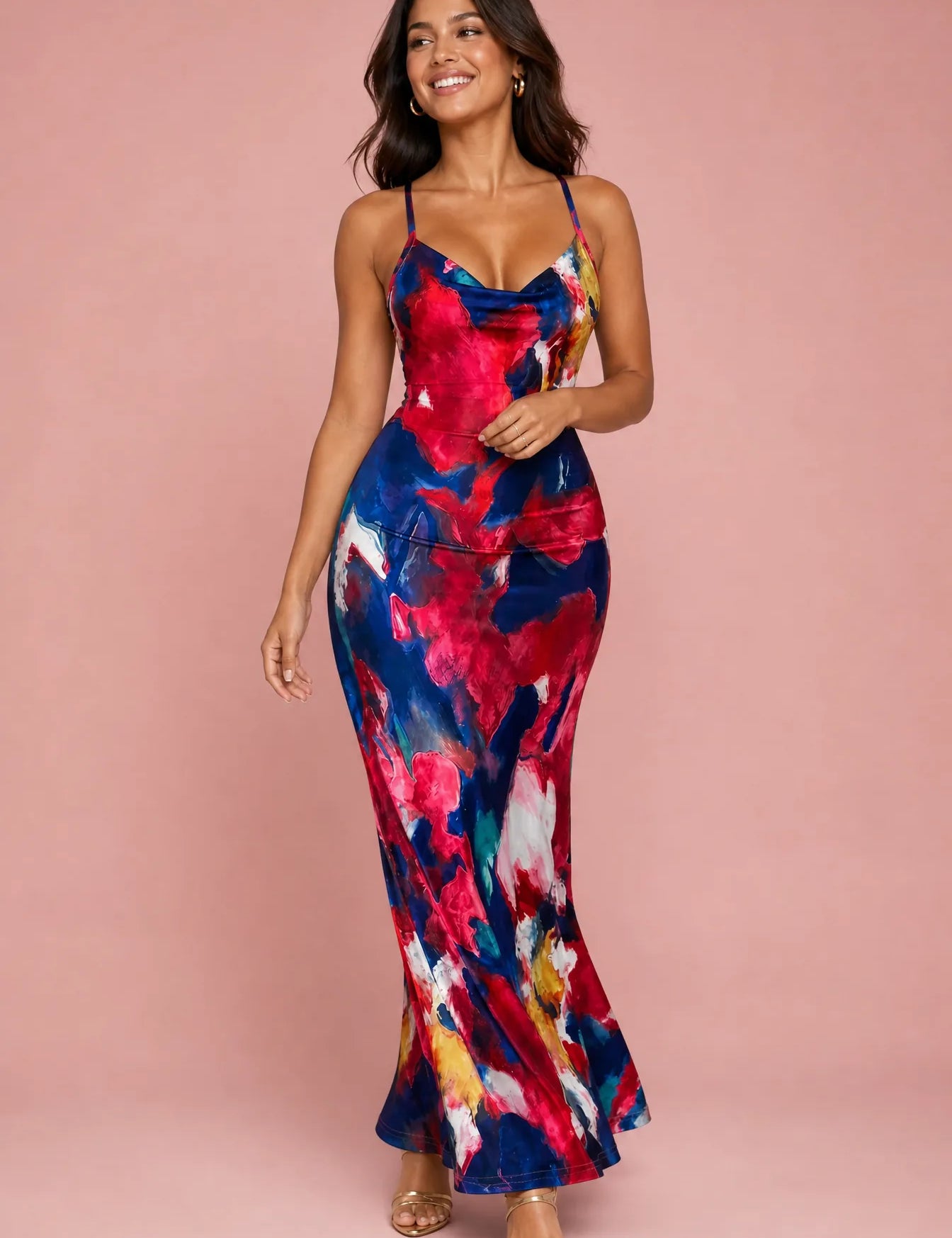 Robe longue rouge dos nu | Vue de face | Lounelle Paris