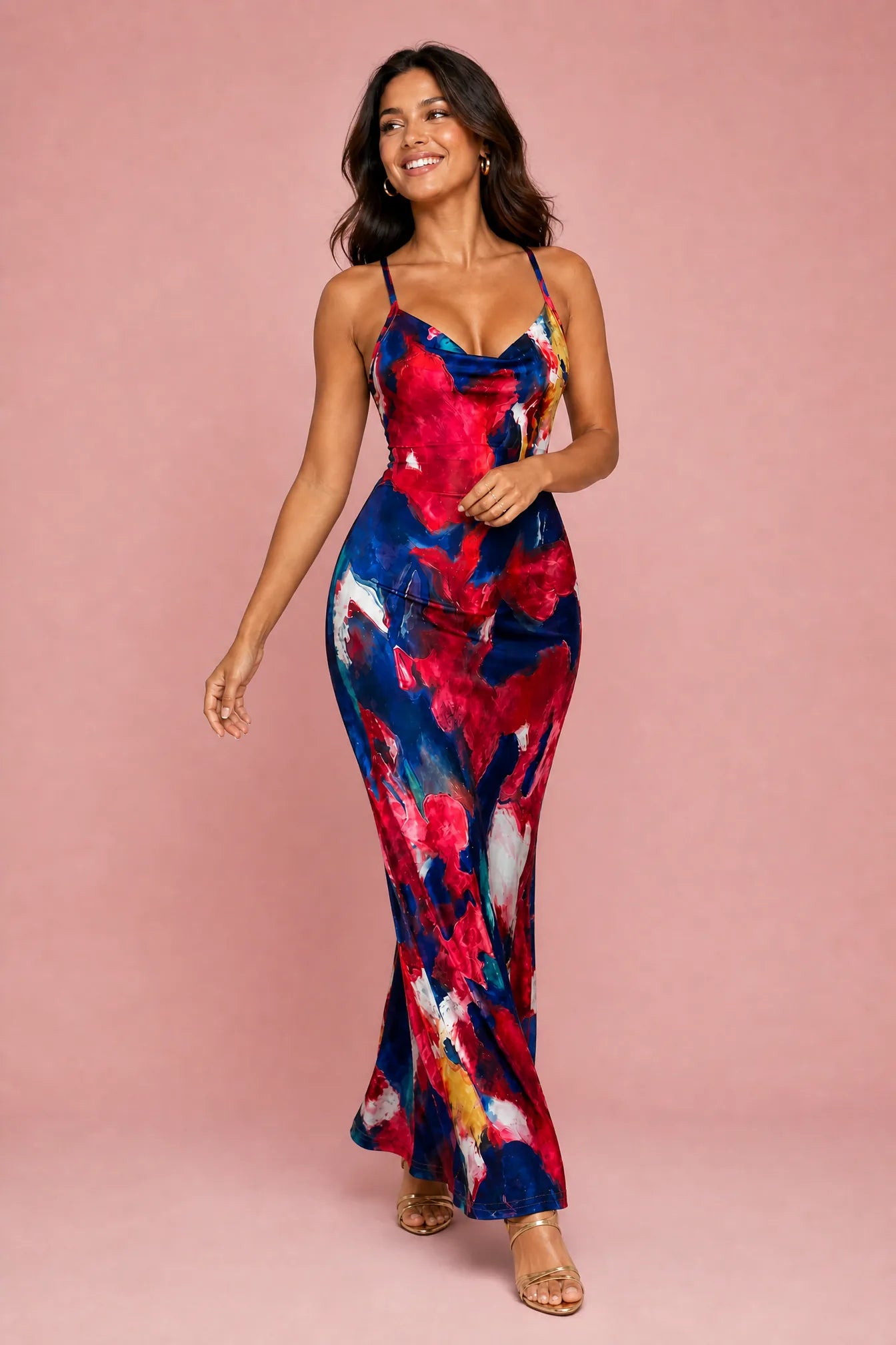Robe longue rouge dos nu | Vue en mouvement | Lounelle Paris