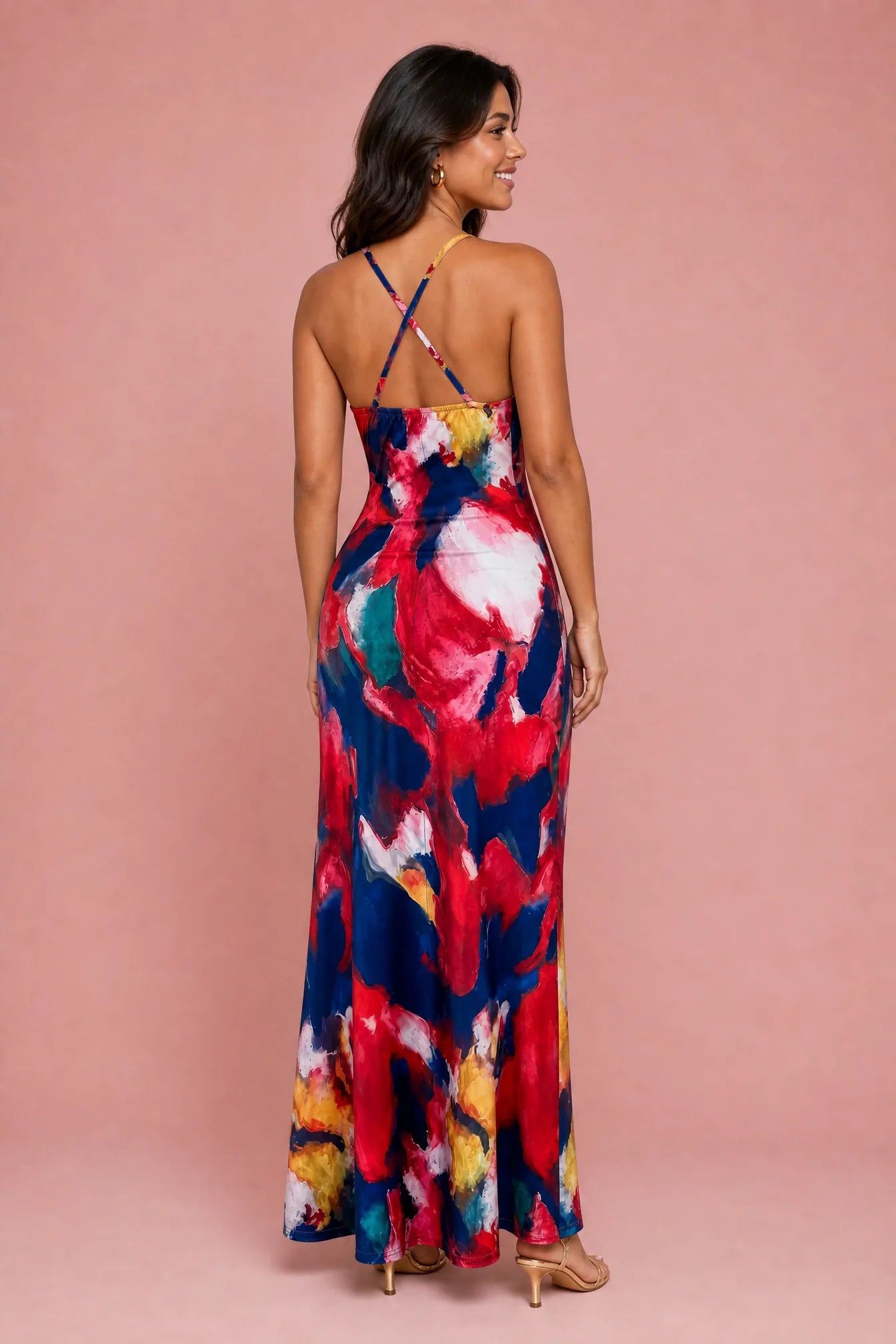Robe longue rouge dos nu | Vue de dos | Lounelle Paris