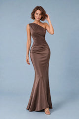 Satin One-Shoulder Maxi Dress