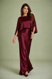 Robe longue satinée encolure bateau | Vue en mouvement | Lounelle Paris