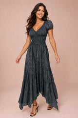 Floral Print Smocked Maxi Dress