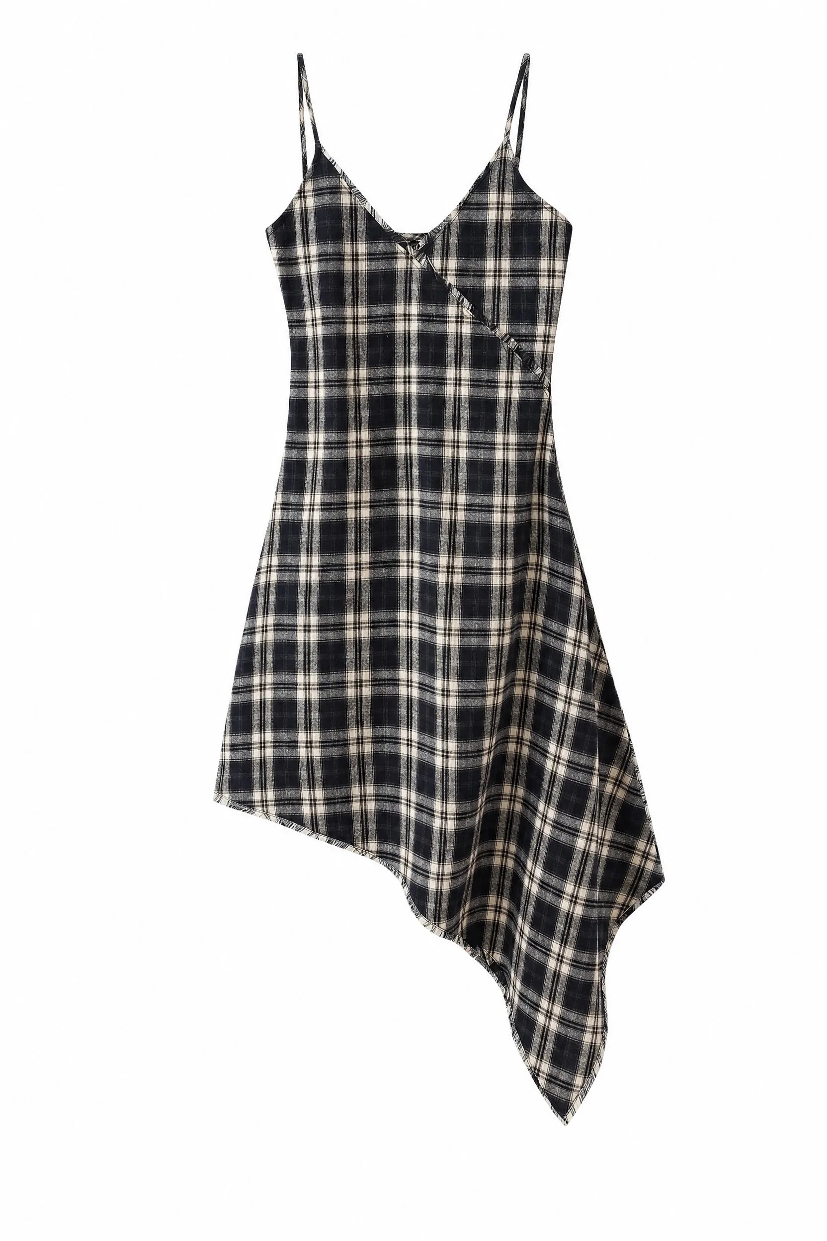 Robe noire à carreaux asymétrique | Lounelle Paris