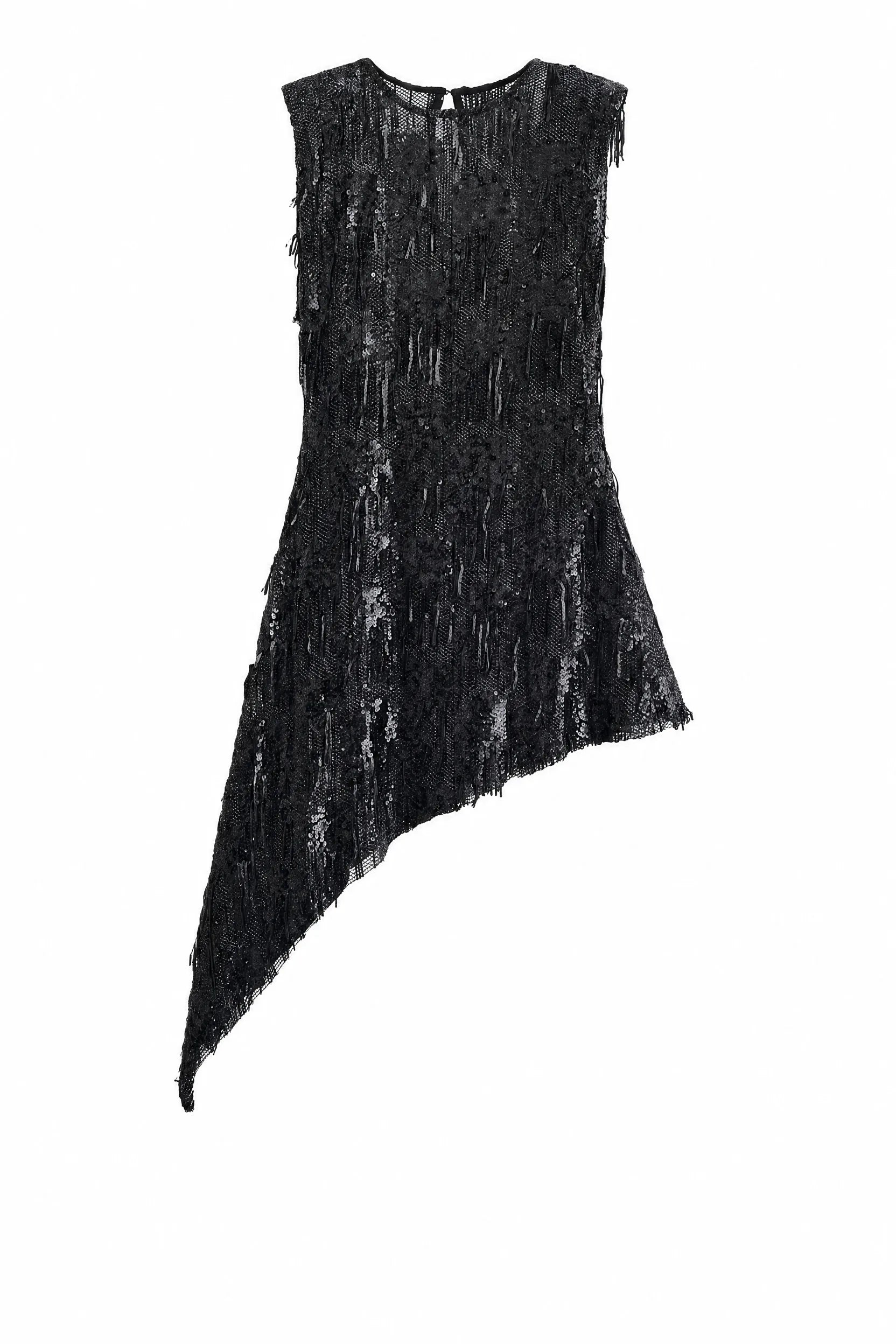 Robe noire asymétrique à sequins | Lounelle Paris