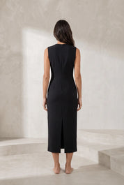 Robe noire col montant sans manches | Lounelle Paris