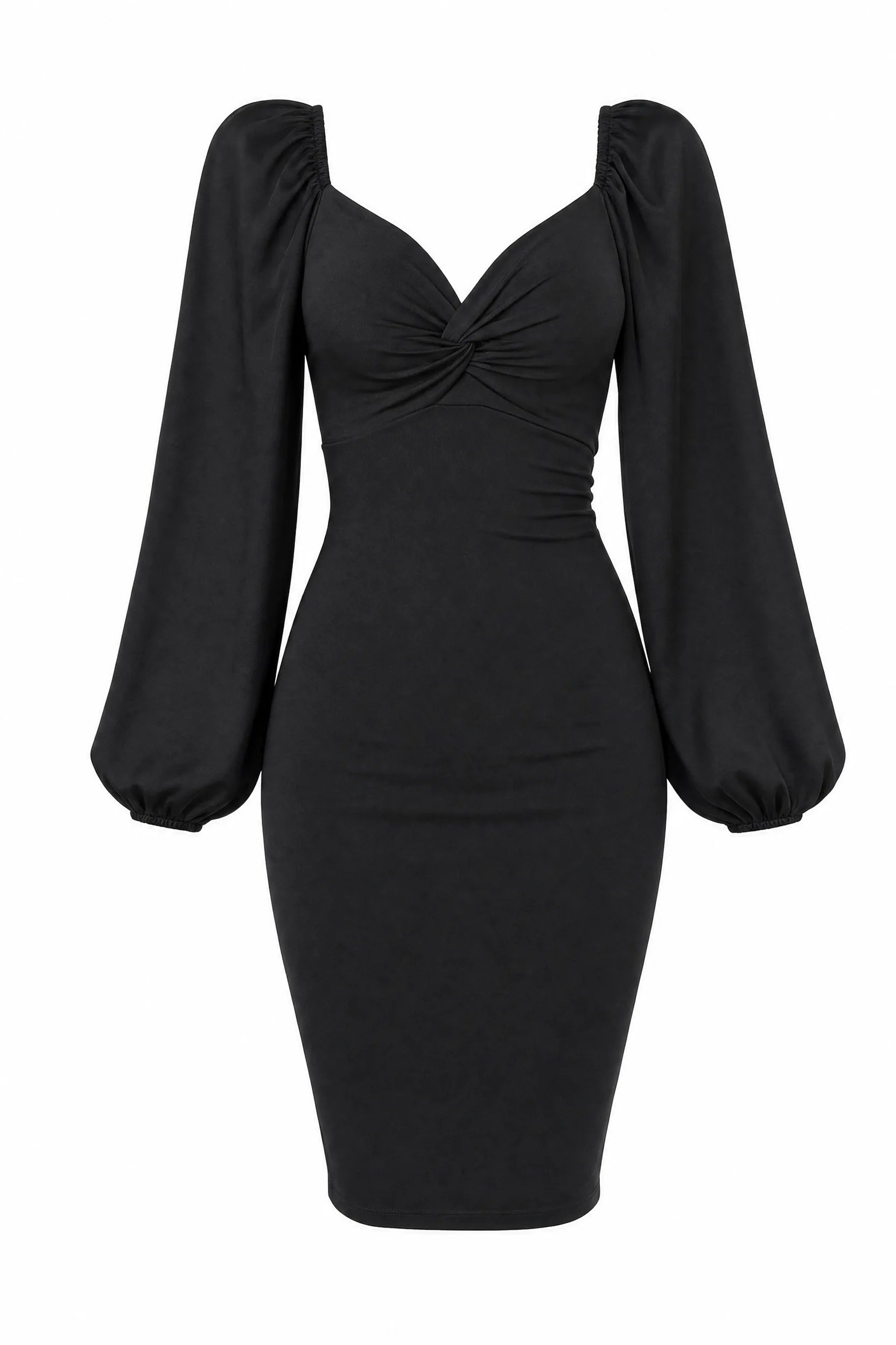 Robe noire moulante manches bouffantes | Lounelle Paris