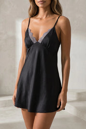 Robe nuisette col V dentelle | Lounelle Paris