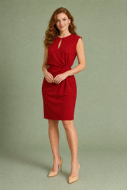 Robe sans manches encolure ajourée | Variante Rouge | Lounelle Paris