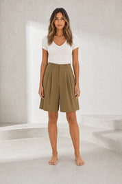 Short brun ample à plis | Lounelle Paris