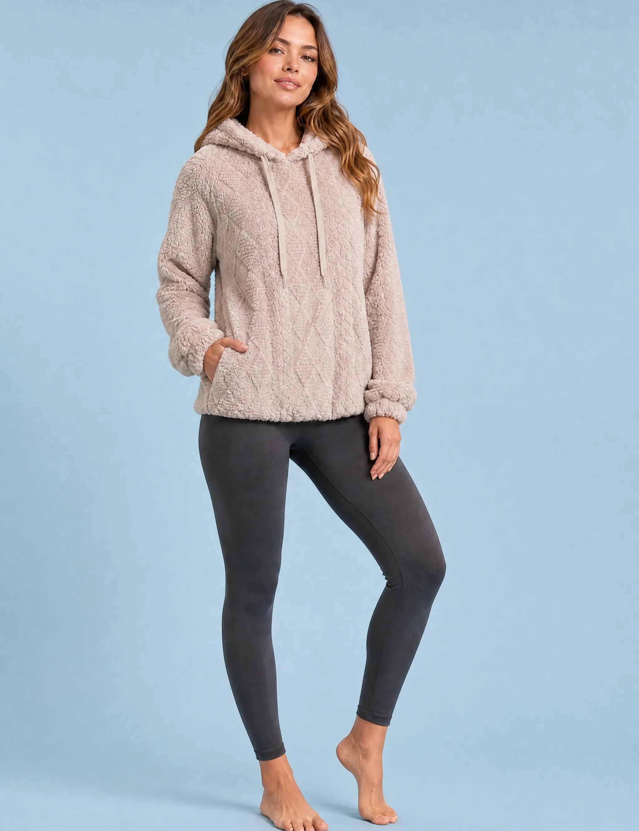 Sweat à capuche ample pelucheux | Variante Beige | Lounelle Paris