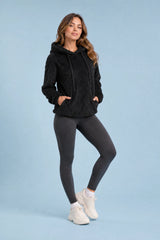 Oversized Fuzzy Geometric-Jacquard Hoodie