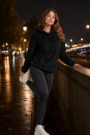 Sweat à capuche ample pelucheux | Variante Noir - Lifestyle | Lounelle Paris