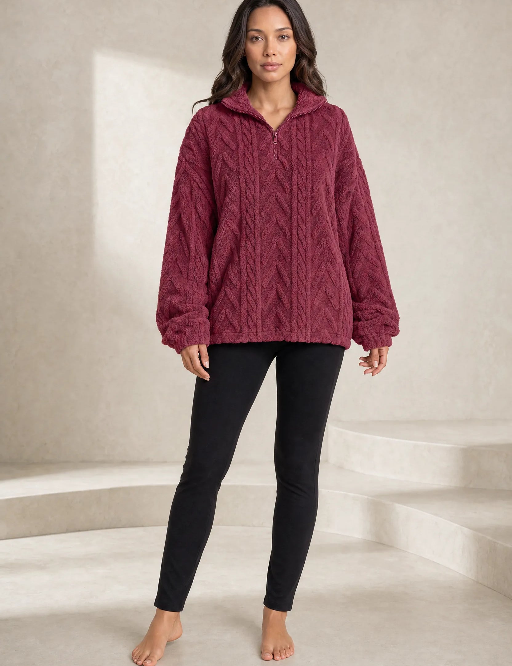 Sweat pelucheux col montant zippé | Lounelle Paris