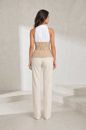 Top abricot col licou bicolore | Lounelle Paris