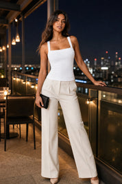 Top encolure carrée dos croisé | Variante Blanc - Lifestyle | Lounelle Paris