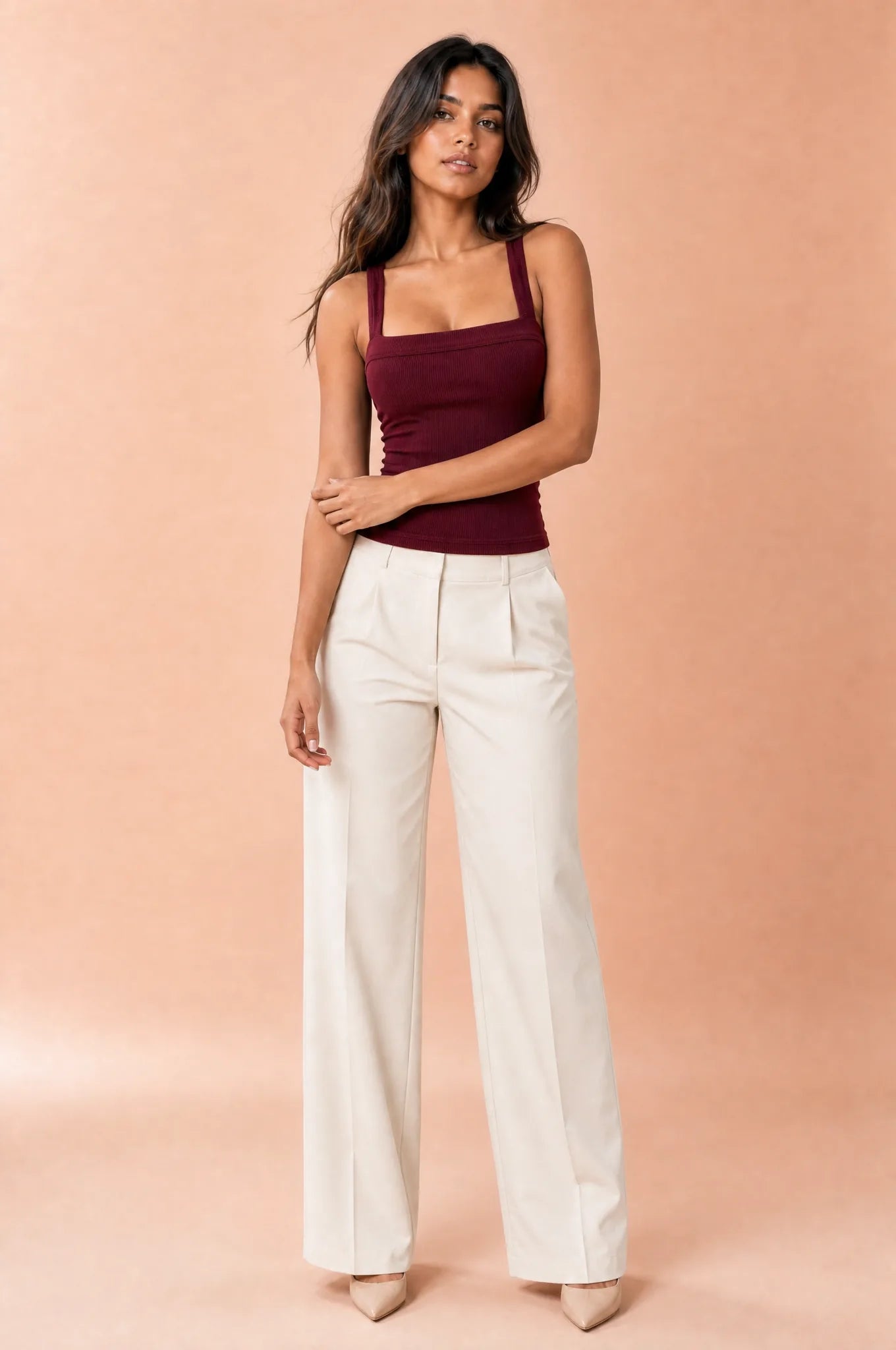 Top encolure carrée dos croisé | Variante Bordeaux | Lounelle Paris