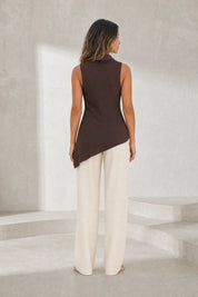 Top marron foncé col drapé | Lounelle Paris