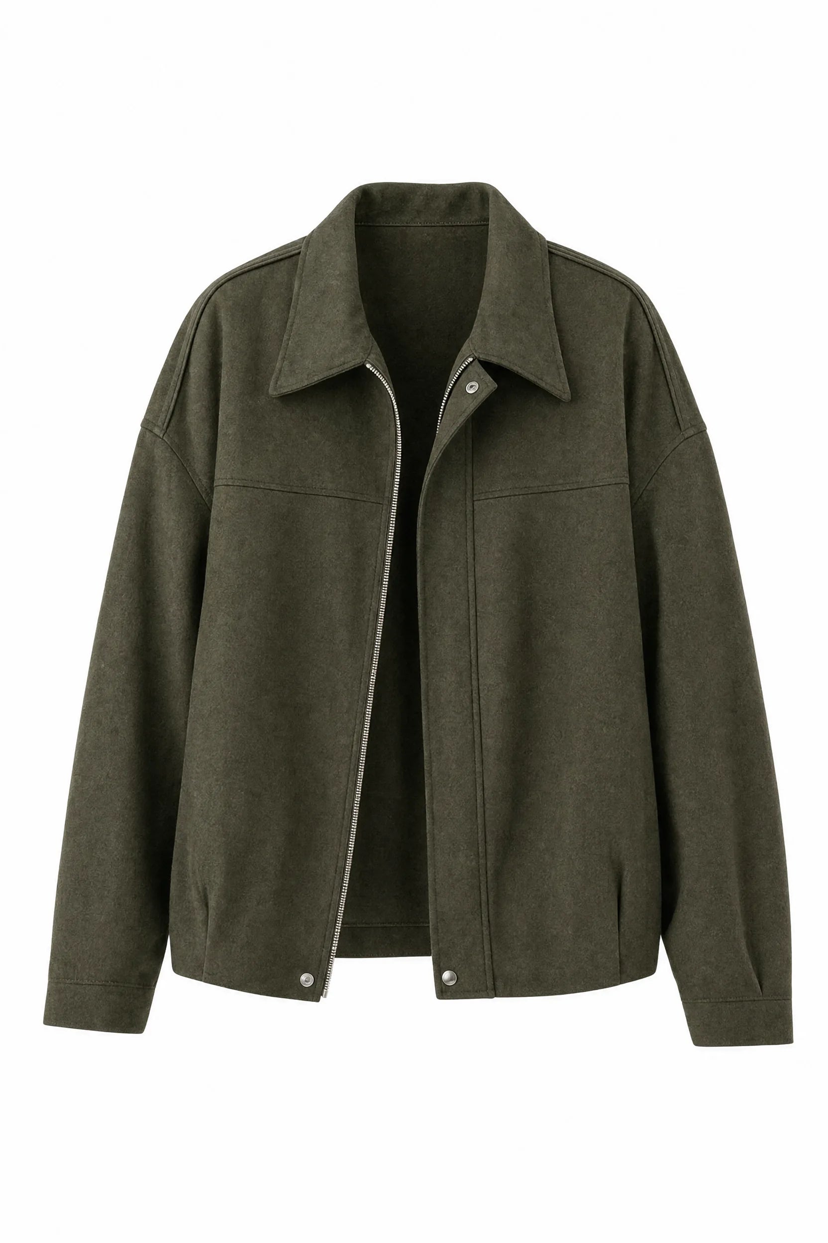 Veste ample vert armée col chemise | Lounelle Paris