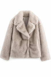 Veste beige effet fausse fourrure | Lounelle Paris