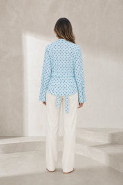 Veste chemise bleu clair à pois | Lounelle Paris